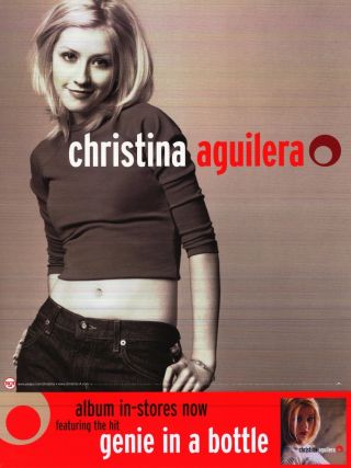 Music Poster Christina Aguilera Genie In A Bottle W/perforation Orig.  18x24 " Nos