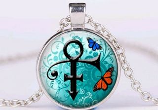 Prince Rogers Nelson Love Symbol Silver Tone Butterfly Necklace