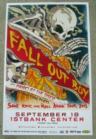 Fall Out Boy 2013 Save Rock & Roll Arena Tour 11x17 Promo Poster Panic The Disco