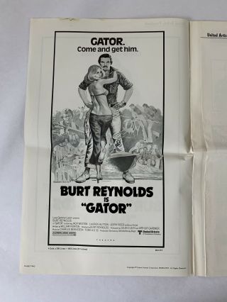 GATOR Pressbook 1976 8 Pages 11x17 Movie Poster Art Burt Reynolds 1223 2