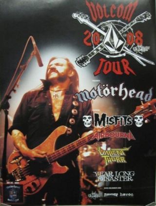 Volcom 2008 Misfits Motorhead Tour Flawless Promotional Poster Lemmy R.  I.  P.