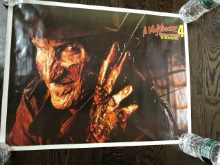 Vtg A Nightmare On Elm Street 4 The Dream Master Freddy Poster 23” X 17.  5”