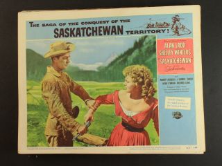 1954 Saskatchewan Western Movie Lobby Card Alan Ladd Shelley Winters