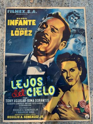 Llejos Del Cielo Pedro Infante Marga Lopez Mexican Movie Poster