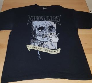 Vintage Metallica T - Shirt Sick Of The Studio 2007 Tour Black L Good Cond