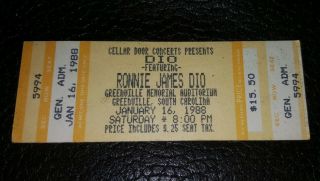 Dio Concert Ticket 1988 Ronnie James Black Sabbath