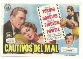 The Bad And The Lana Turner Kirk Douglas Spanish Herald Mini Poster