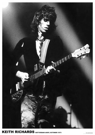 Keith Richards (rolling Stones) - Rotterdam Ahoy,  1973 - 33 " X 24 " B&w Poster