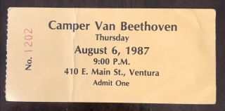 Camper Van Beethoven Concert Ticket Ventura Theater August 6,  1987 Indie