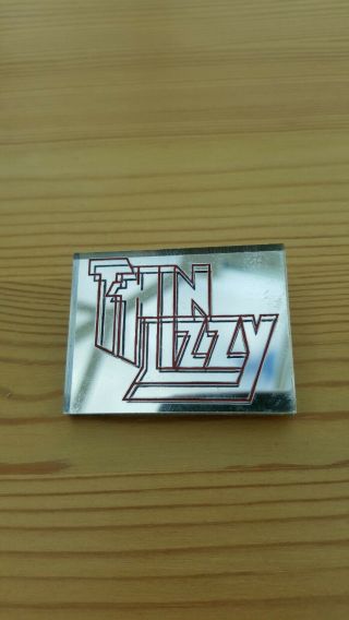 Thin Lizzy - Logo - Old Og Vtg 1970`s Mirrored Plastic Pin Badge