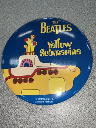 The Beatles Yellow Submarine Old Vintage Video Store Promo Pinback Button Pin
