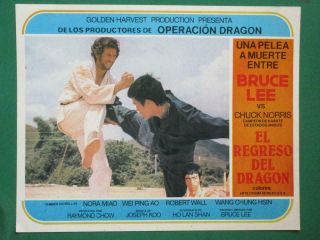 Bruce Lee The Way Of The Dragon Martial Arts Spanish Mexican Lobby Card 2