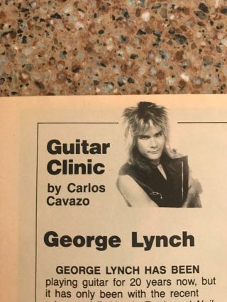 1985 Vintage 1pg Article Guitar Clinic With George Lynch Of The Band Dokken