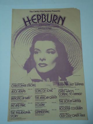 Poster Audrey Hepburn Retrospective Cwru Film Society Vintage Playbill