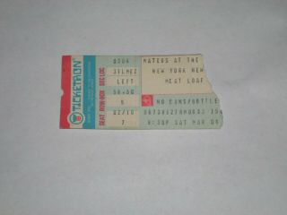 Meatloaf Concert Ticket Stub - 1978 - Bat Out Of Hell Tour - The Palladium - Ny