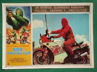 Motorcycle Ninja The Protector Martial Arts Spanish Mexican Lobby Card
