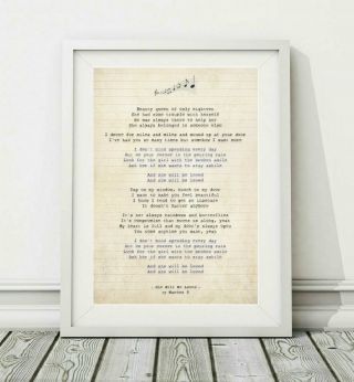 165 Maroon 5 - She Will Be Loved - Song Lyric Art Poster Print - Sizes A4 A3