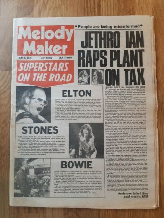 Melody Maker Newspaper May 8th 1976 Elton John Rolling Stones David Bowie Plant