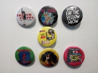 7 X Frank Zappa Buttons (25mm,  Badges,  Pins,  Mothers Invasion,  Rats,  Vinyl,  Best)