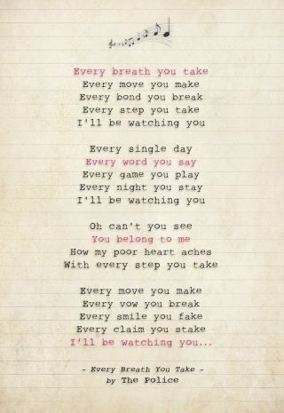 046 The Police - Every Breath You Take - Song Lyric Poster Print - Sizes A4 A3 2