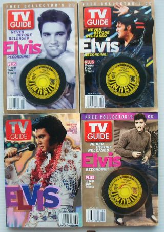 4 Tv Guides With Elvis On The Cover • 3 With Never Before Released Recording Cd