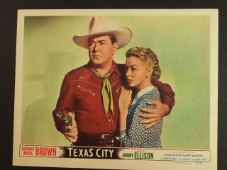 1952 Texas City Western Movie Lobby Card Johnny Mack Brown Lois Hall