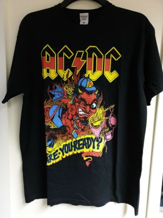 Ac/dc Black " Are You Ready " Rock Or Bust World Tour Cotton Tshirt Size Xl.
