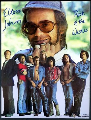 1975 Elton John Big Color Photo Rock Of The Westies Album Release Trade Print Ad