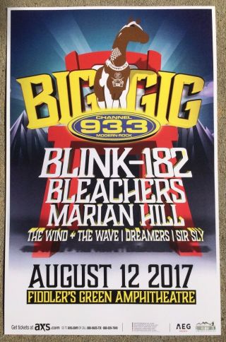 93.  3 Big Gig 2017 - Blink 182,  Bleachers & Marian Hill Denver 11x17 Promo Poster