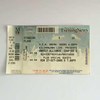 Slayer - 27/10/2008 Manchester Arena Concert Ticket Stub
