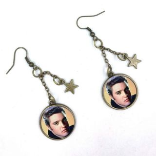Elvis Presley Antique Gold Colour Drop Earrings.