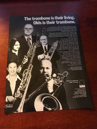 1978 Vintage 8x11 " Print Ad For Olds P24 - G Trombones Jazz Musicians Phil Teele