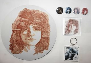 Marc Bolan & T.  Rex : 1971 Period Round Mousemat / Keyring / 4 Badges & Magnet