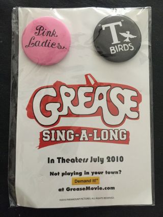 Grease Sing - A - Long 2010 Movie Promo Pink Ladies Thundebirds Two Button Set