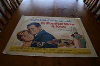 It Started With A Kiss Ford & Reynolds Rare 1959 Half Sheet Movie Poster Vg Cond