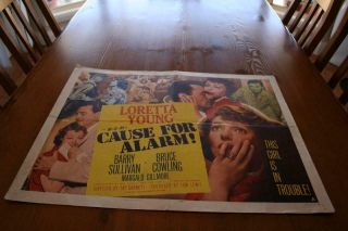 Cause For Alarm Loretta Young Rare 1950 Half Sheet Movie Poster Very Good Cond