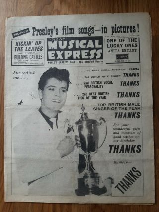 Nme Music Newspaper November 4th 1960 Cliff Richard Top Singer Of The Year
