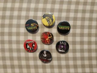 7 X The Cramps Band Buttons (badges,  Pins,  25mm,  Lux Interior,  Poison Ivy)
