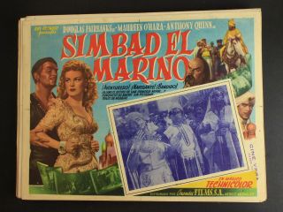 1947 Sinbad,  The Sailor Mexican Movie Lobby Card Douglas Fairbanks Jr O 
