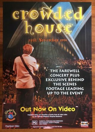 Crowded House Rare Poster Australia Farewell Concert 835mm X 595mm Neil Finn