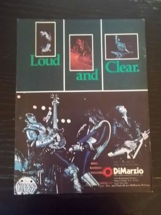 1979 Vintage 8x11 Print Ad For Dimarzio Guitars Kiss Gene Simmons Paul Stanley