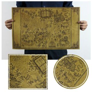 The Wizarding World Map Of Harry Potter 51x32.  5cm Vintage Movie Paper Poster