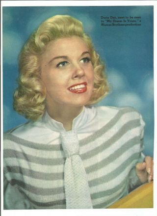 1940s Movie Star Scrapbook Clipping Full Page Doris Day Dorothy Malone