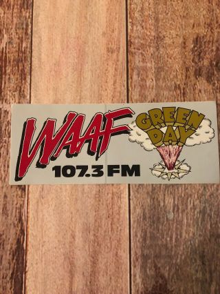 Waaf 107.  3 Fm Green Day Promo Bumper Sticker - Vintage Rare 1995