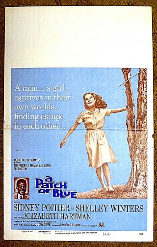 Sidney Poitier - Shelley Winters - - " A Patch Of Blue " / 1966 Unmarked W.  C.  Poster