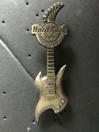 Hard Rock Cafe Dubai Silver Color Guitar Pin (b)