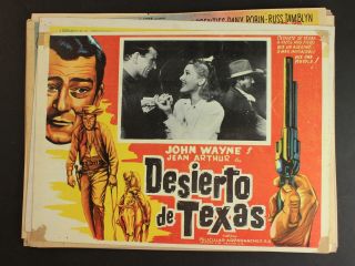 1943 A Lady Takes A Chance Mexican Movie Lobby Card John Wayne