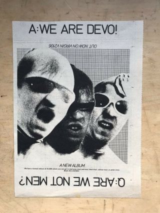 Devo Are We Not Men? (b) Memorabilia Music Press Advert From 1978 - Pri