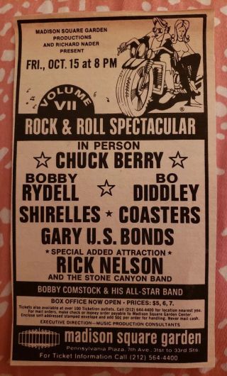 1971 Concert Ad Chuck Berry,  Bo Diddley,  Rick Nelson,  Shirelles