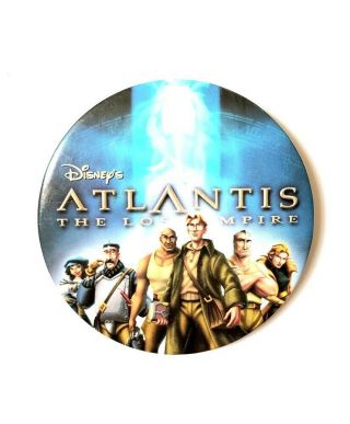 Rare 2001 Disney Atlantis The Lost Empire Movie Promo Button - Michael J Fox Pin